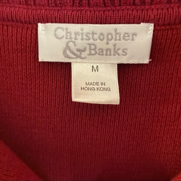 Christopher & Banks Red Button Down Sweater Size M - Picture 5 of 8
